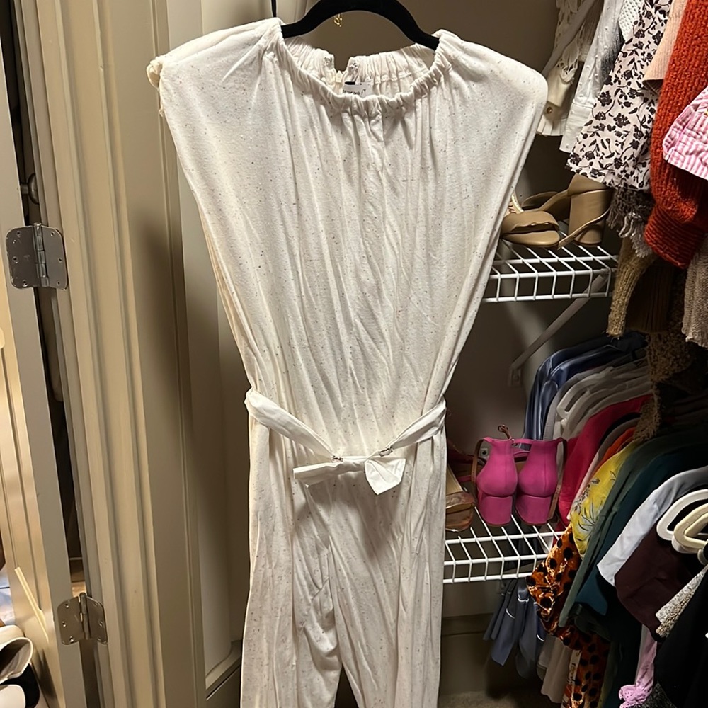 something navy white jumpsuit